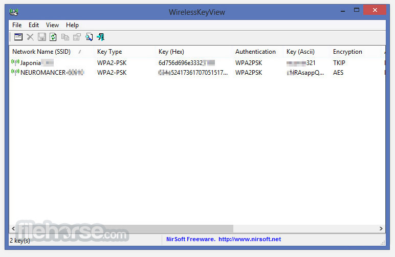 WirelessKeyView (32-bit) Screenshot 1
