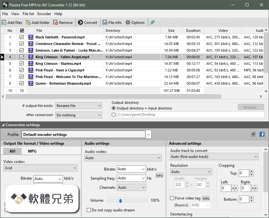 Pazera Free MP4 to AVI Converter Screenshot 1
